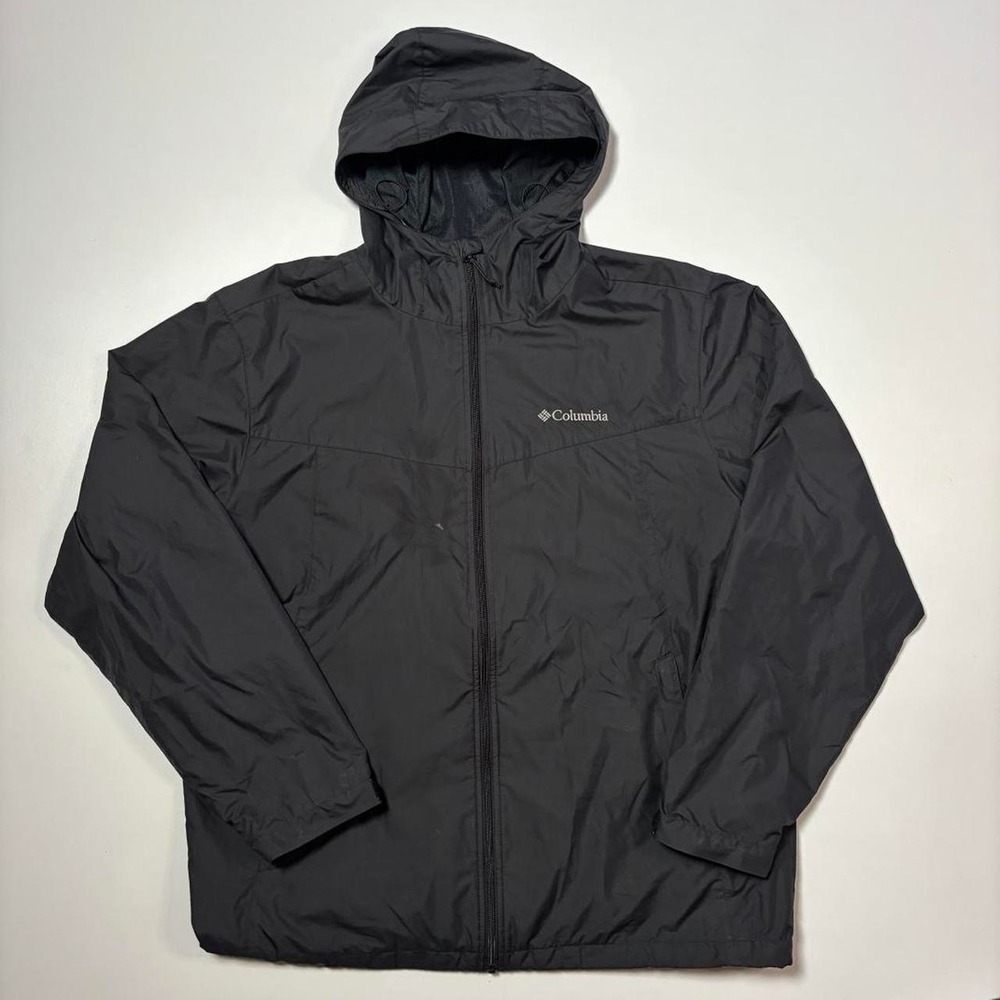 Columbia Black Lightweight Hooded Rain Jacket - Size L